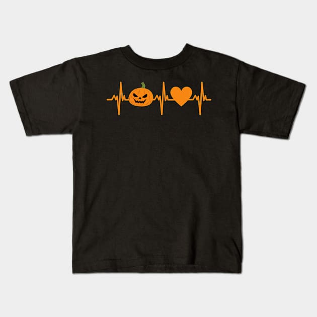 Pumpkin Heartbeat Halloween Kids T-Shirt by Arts-lf